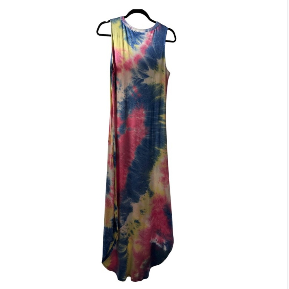 Born to Be Wild Tie Dye Sleeveless Stretchy Maxi Tank Dress Pockets Beach Boho M - Picture 4 of 5